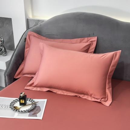 91家纺网 家纺一手货源 找家纺 莱阁亿 2023新款高支高密纯色新疆长绒棉四件套单品枕套 丹青桔