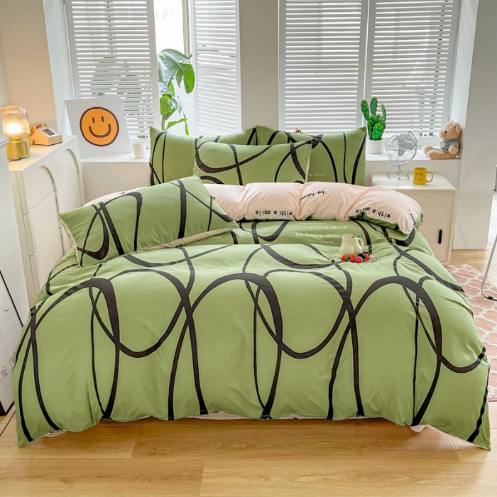 91家纺网 家纺一手货源 找家纺 维娜斯 2023新款亲肤棉水洗棉印花单被套 音律