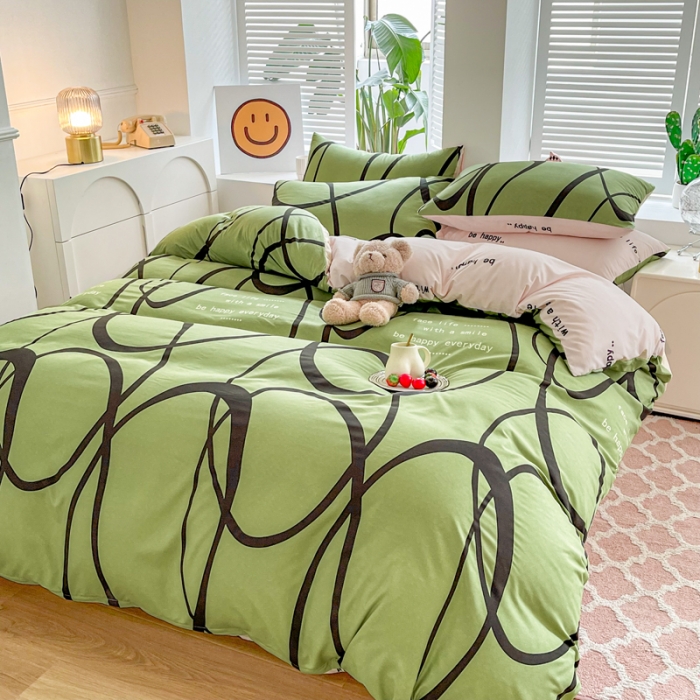 91家纺网 家纺一手货源 找家纺 维娜斯 2023新款亲肤棉水洗棉印花单被套 音律