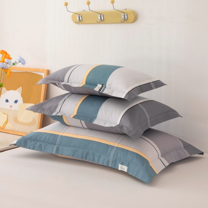 91家纺网 家纺一手货源 找家纺 凌云2025新款13372全棉枕套儿童学生成人枕头套 波尔兰卡绿