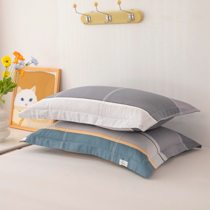 91家纺网 家纺一手货源 找家纺 凌云2025新款13372全棉枕套儿童学生成人枕头套 波尔兰卡绿