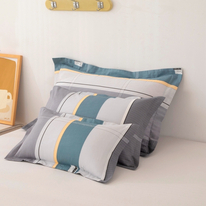 91家纺网 家纺一手货源 找家纺 凌云2025新款13372全棉枕套儿童学生成人枕头套 波尔兰卡绿