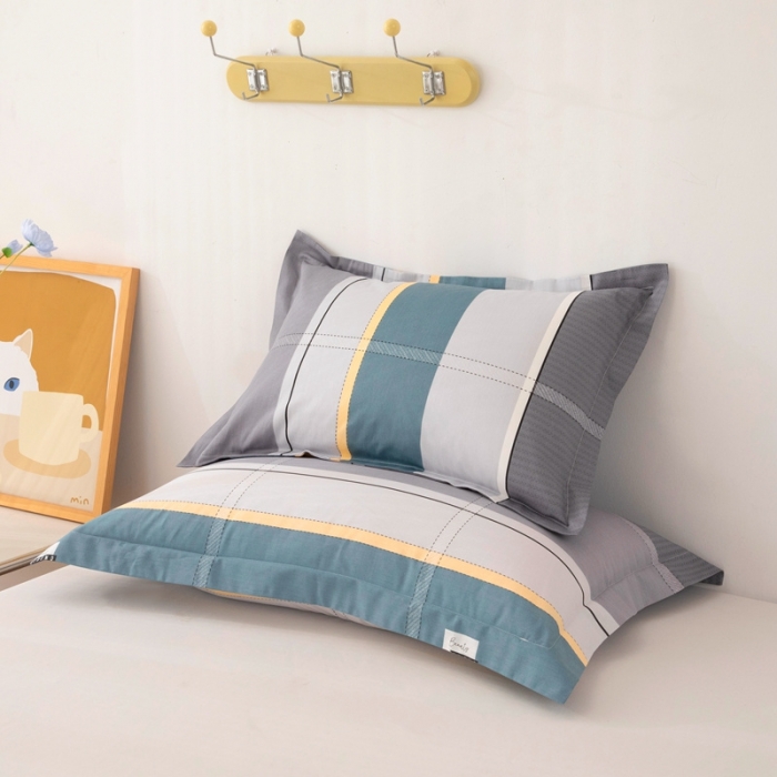 91家纺网 家纺一手货源 找家纺 凌云2025新款13372全棉枕套儿童学生成人枕头套 波尔兰卡绿