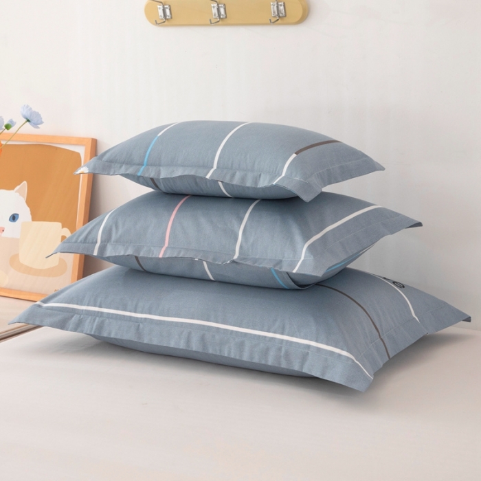 91家纺网 家纺一手货源 找家纺 凌云2025新款13372全棉枕套儿童学生成人枕头套 雏菊暗恋灰