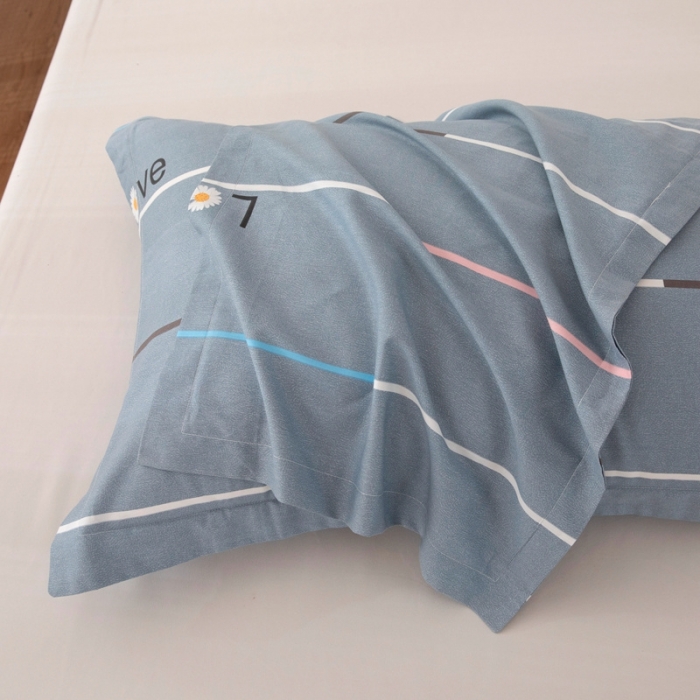 91家纺网 家纺一手货源 找家纺 凌云2025新款13372全棉枕套儿童学生成人枕头套 雏菊暗恋灰