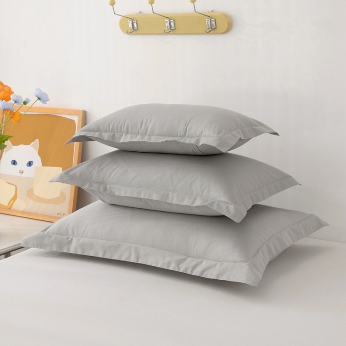 91家纺网 家纺一手货源 找家纺 凌云2025新款13372全棉枕套儿童学生成人枕头套 简约灰