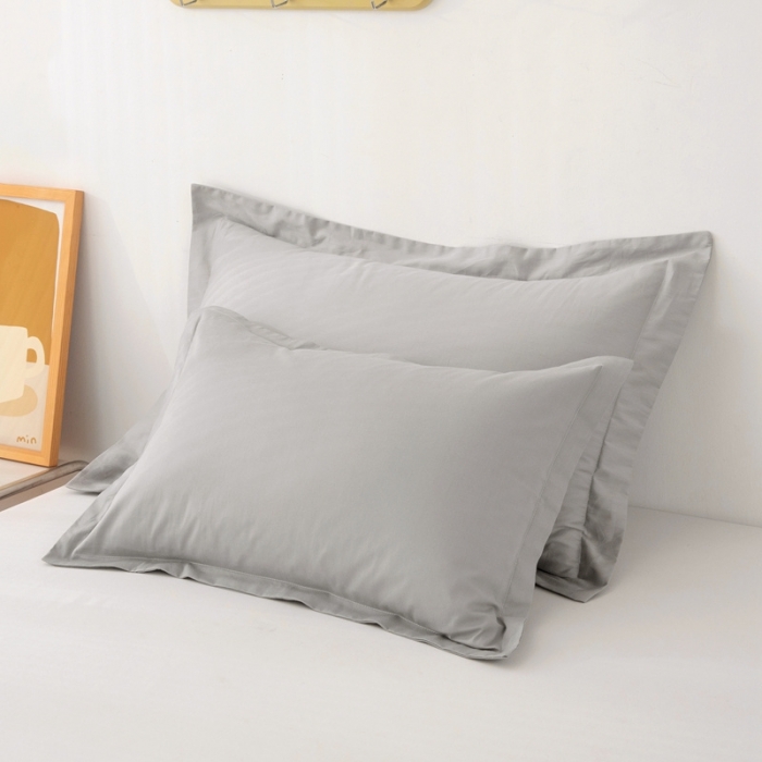 91家纺网 家纺一手货源 找家纺 凌云2025新款13372全棉枕套儿童学生成人枕头套 简约灰