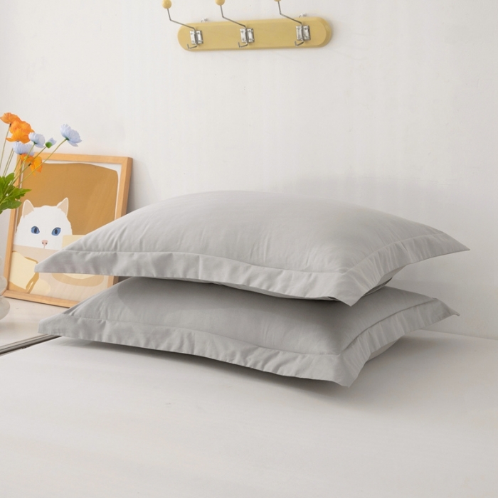 91家纺网 家纺一手货源 找家纺 凌云2025新款13372全棉枕套儿童学生成人枕头套 简约灰