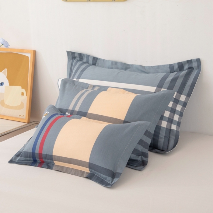 91家纺网 家纺一手货源 找家纺 凌云2025新款13372全棉枕套儿童学生成人枕头套 品质生活灰