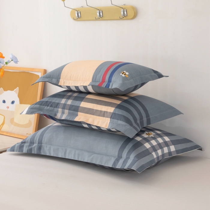 91家纺网 家纺一手货源 找家纺 凌云2025新款13372全棉枕套儿童学生成人枕头套 品质生活灰