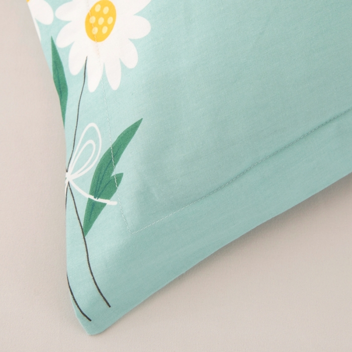 91家纺网 家纺一手货源 找家纺 凌云2025新款13372全棉枕套儿童学生成人枕头套 小雏菊蓝