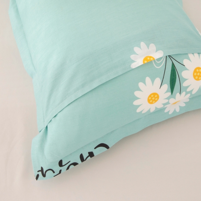 91家纺网 家纺一手货源 找家纺 凌云2025新款13372全棉枕套儿童学生成人枕头套 小雏菊蓝