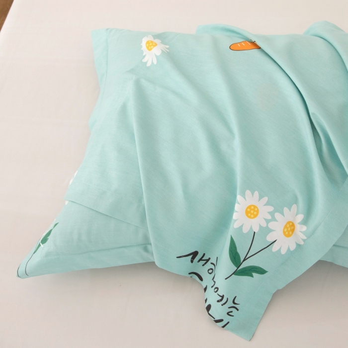 91家纺网 家纺一手货源 找家纺 凌云2025新款13372全棉枕套儿童学生成人枕头套 小雏菊蓝