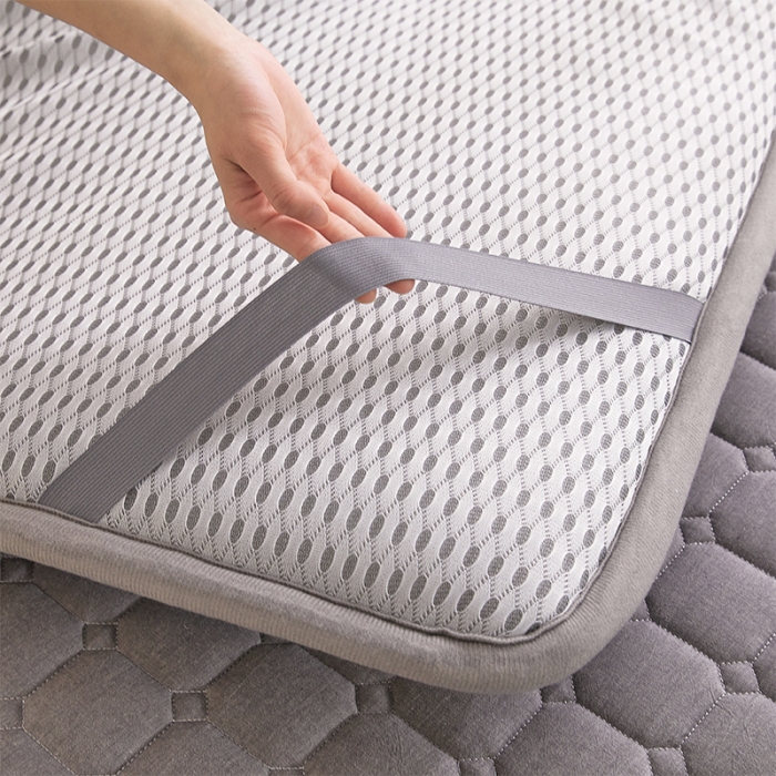 91家纺网 家纺一手货源 找家纺 丽诺床垫 2023新款全棉色织棉花床垫 优雅灰