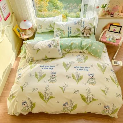 91家纺网 家纺一手货源 找家纺 瑞莱2023春夏新款13372全棉印花四件套-卡通系列第二批铃兰小厨娘