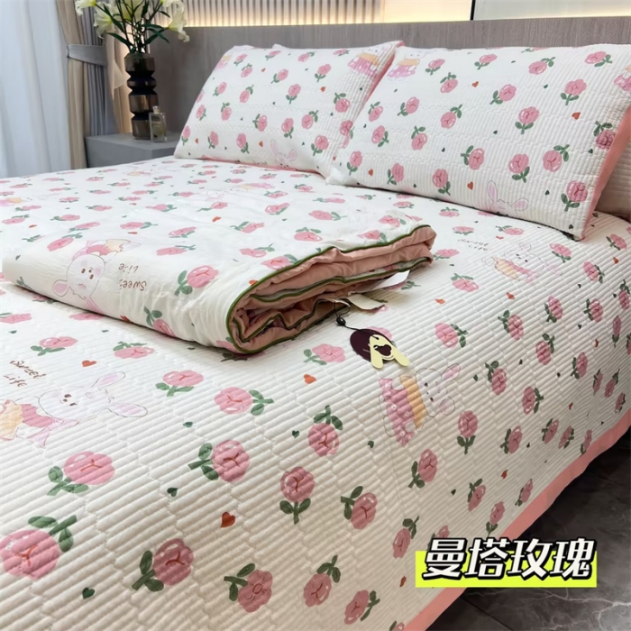 91家纺网 家纺一手货源 找家纺 总 赫梵茜2023高端家纺床盖三件套高温砂洗可铺可盖柔软舒适 曼塔玫瑰