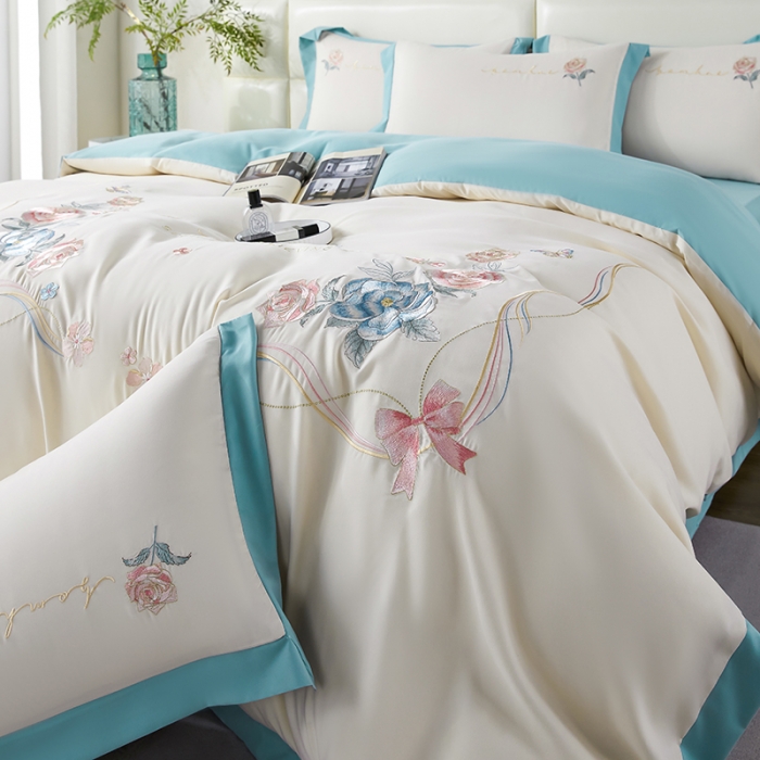 91家纺网 家纺一手货源 找家纺 （总）凯艾玲 2023新款a类磨毛刺绣四件套