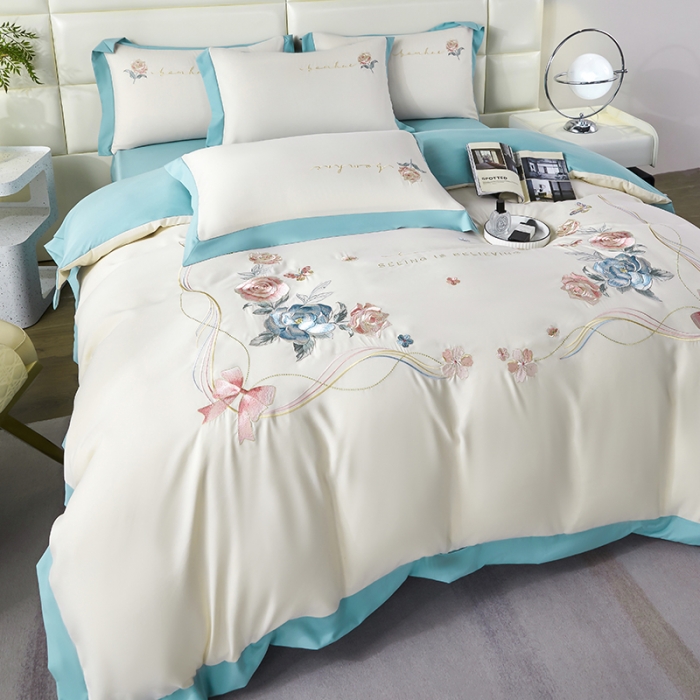 91家纺网 家纺一手货源 找家纺 （总）凯艾玲 2023新款a类磨毛刺绣四件套