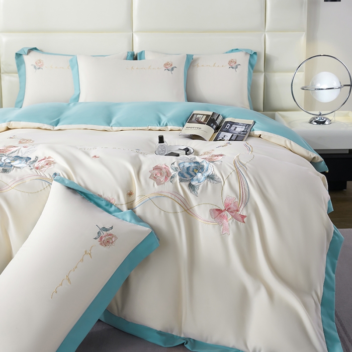 91家纺网 家纺一手货源 找家纺 （总）凯艾玲 2023新款a类磨毛刺绣四件套