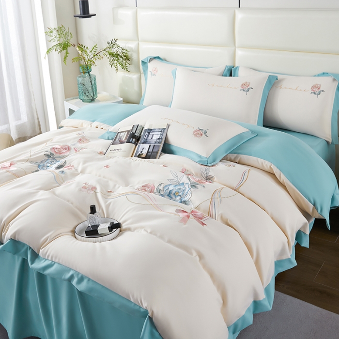 91家纺网 家纺一手货源 找家纺 （总）凯艾玲 2023新款a类磨毛刺绣四件套