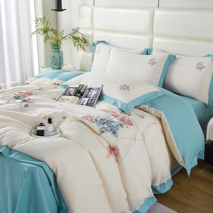 91家纺网 家纺一手货源 找家纺 （总）凯艾玲 2023新款a类磨毛刺绣四件套