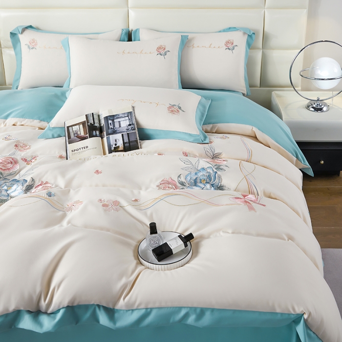 91家纺网 家纺一手货源 找家纺 （总）凯艾玲 2023新款a类磨毛刺绣四件套