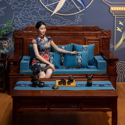 （总）北辰 2023新款新中式红木家具沙发坐垫青花瓷沙发垫