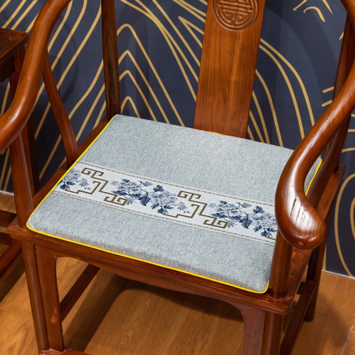 91家纺网 家纺一手货源 找家纺 北辰 2023新款中式坐垫椅垫红木沙发垫圈椅垫 青花瓷灰