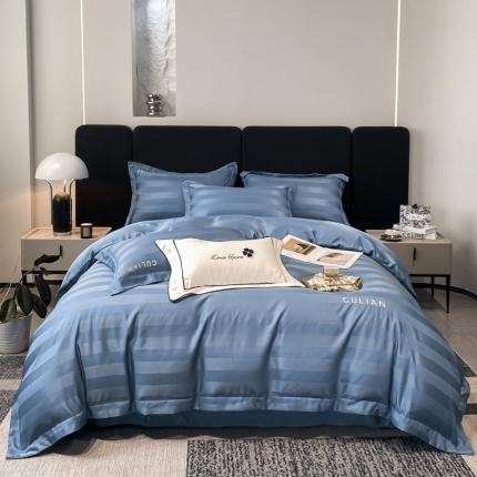 91家纺网 家纺一手货源 找家纺 （总）爱家（原缔乐家纺） 2024新款冰丝提花刺绣四件套系列-初恋