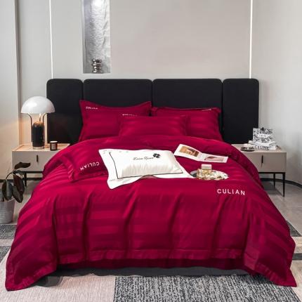 91家纺网 家纺一手货源 找家纺 （总）爱家（原缔乐家纺） 2024新款冰丝提花刺绣四件套系列-初恋