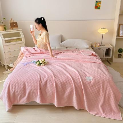 艾佳软糯撸猫毯夏被毯四季空调毯华芙绒毛毯子双层复合毯 蜜桃粉