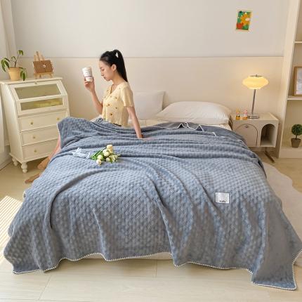 艾佳软糯撸猫毯夏被毯四季空调毯华芙绒毛毯子双层复合毯 绅士灰