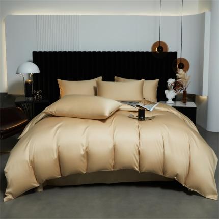 91家纺网 家纺一手货源 找家纺 莱阁亿 2023新款高支高密新疆长绒棉四件套 卡其