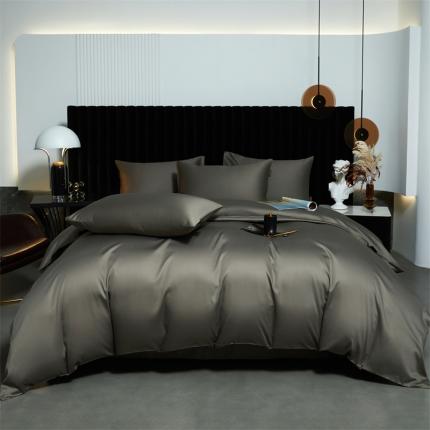 91家纺网 家纺一手货源 找家纺 莱阁亿 2023新款高支高密新疆长绒棉四件套 深咖