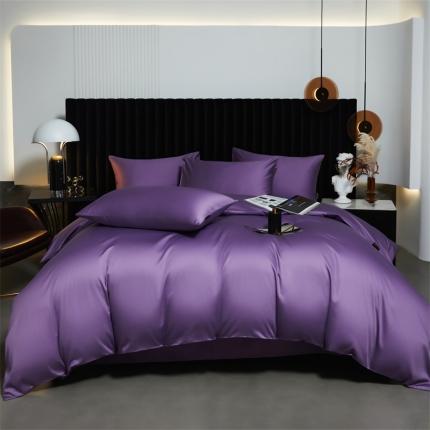 91家纺网 家纺一手货源 找家纺 莱阁亿 2023新款高支高密新疆长绒棉四件套 紫色