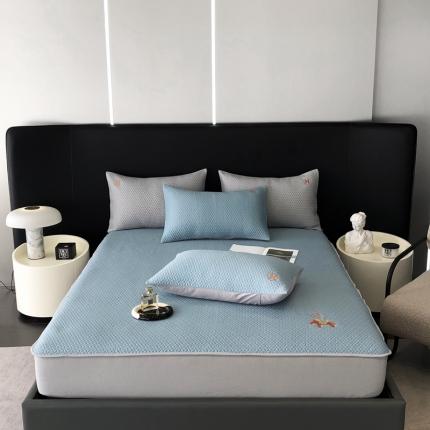 太古汇 2023新款凉感丝绣花凉席-H系列 H-蓝色