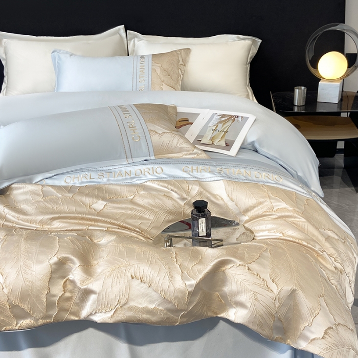 91家纺网 家纺一手货源 找家纺 梦舒羽2025新款莱赛尔天丝刺绣浮雕四件套