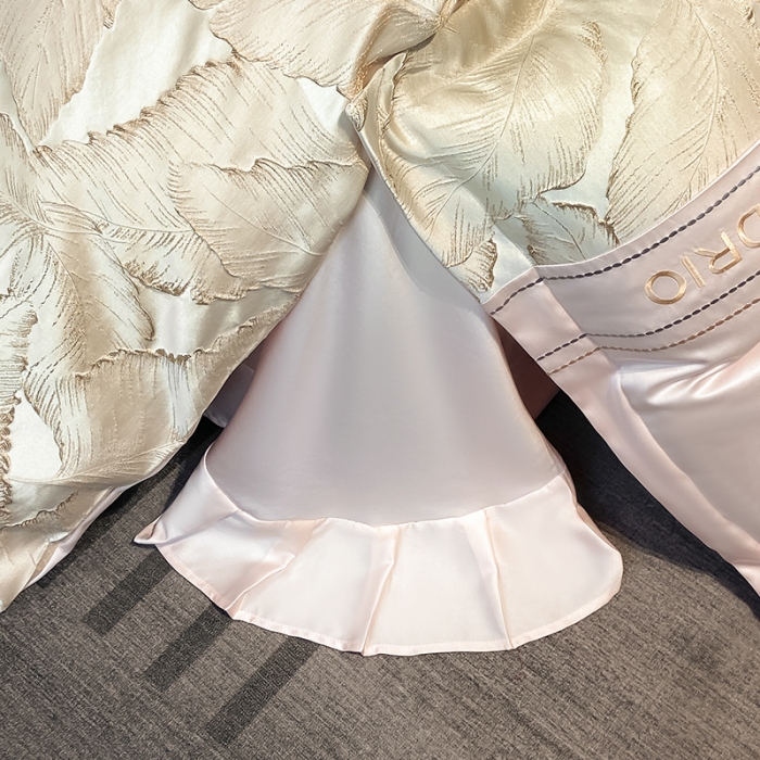 91家纺网 家纺一手货源 找家纺 梦舒羽2025新款莱赛尔天丝刺绣浮雕四件套 金枝玉叶-粉