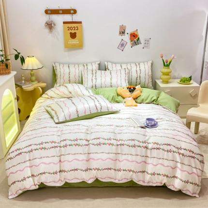 91家纺网 家纺一手货源 找家纺 (总) 子钦 2023新款双面水洗真丝印花四件套