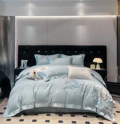 91家纺网 家纺一手货源 找家纺 （总）魅都 100s新款阿克苏长绒棉刺绣轻奢风四件套