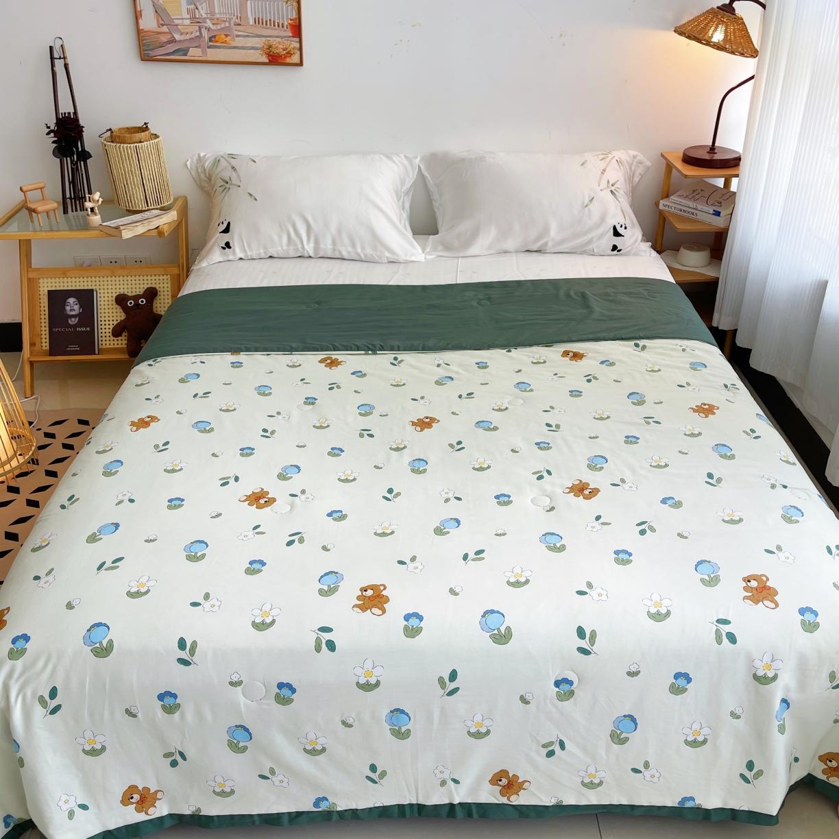 91家纺网 家纺一手货源 找家纺 （总）蓝庭云小棉天丝棉凉感小清新夏凉被卡通可机洗亲肤空调被双人被