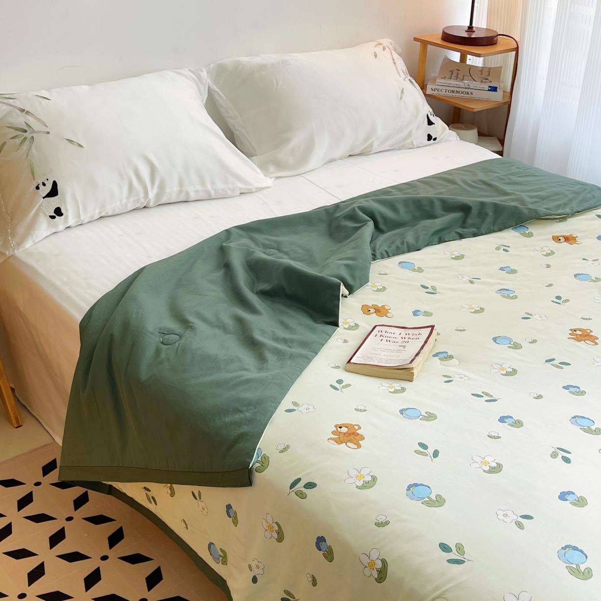 91家纺网 家纺一手货源 找家纺 （总）蓝庭云小棉天丝棉凉感小清新夏凉被卡通可机洗亲肤空调被双人被