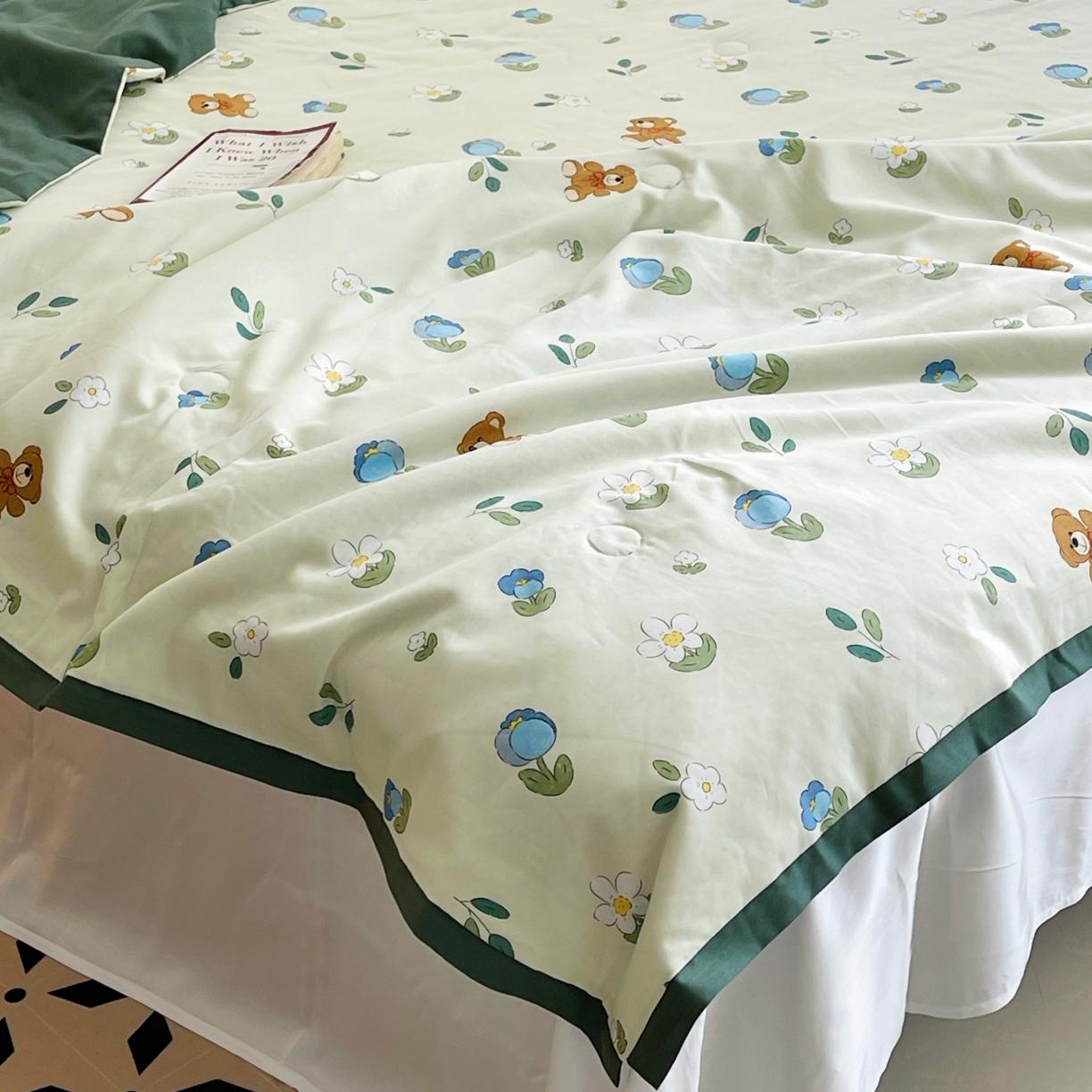 91家纺网 家纺一手货源 找家纺 （总）蓝庭云小棉天丝棉凉感小清新夏凉被卡通可机洗亲肤空调被双人被