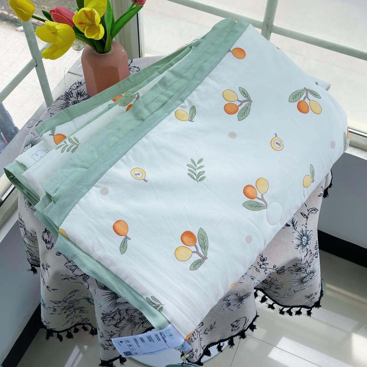 91家纺网 家纺一手货源 找家纺 蓝庭云小棉天丝棉凉感小清新夏凉被卡通可机洗亲肤空调被双人被 翠果果