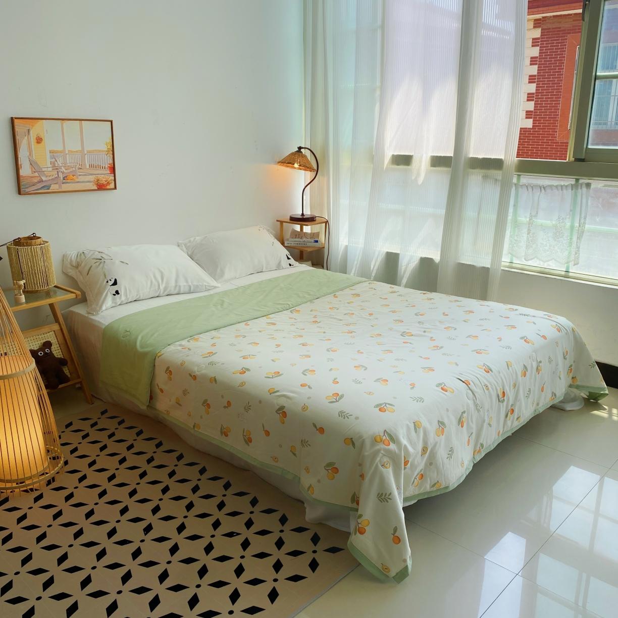 91家纺网 家纺一手货源 找家纺 蓝庭云小棉天丝棉凉感小清新夏凉被卡通可机洗亲肤空调被双人被 翠果果