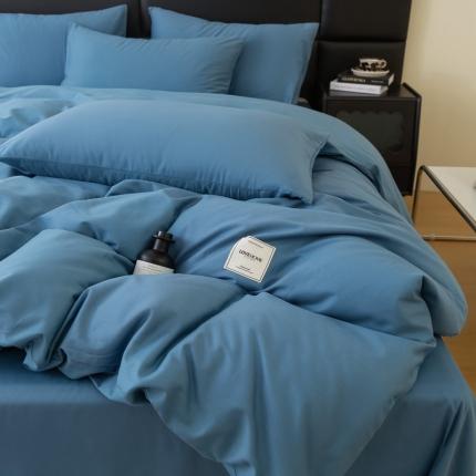 N先生 2025新款全棉60支纯色四件套贴标款 宾利蓝