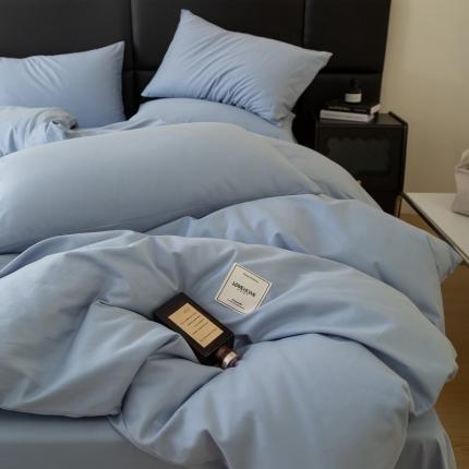 N先生 2025新款全棉60支纯色四件套贴标款 雾蓝