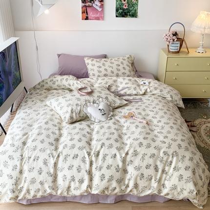 91家纺网 家纺一手货源 找家纺 （总）昔可家纺 2023新款全棉蝴蝶结枕套普通款四件套