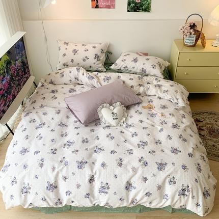 91家纺网 家纺一手货源 找家纺 （总）昔可家纺 2023新款全棉蝴蝶结枕套普通款四件套