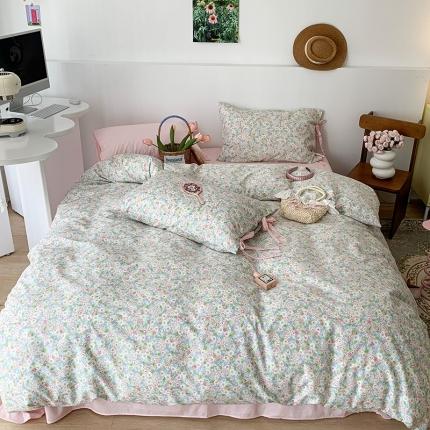 91家纺网 家纺一手货源 找家纺 （总）昔可家纺 2023新款全棉蝴蝶结枕套普通款四件套